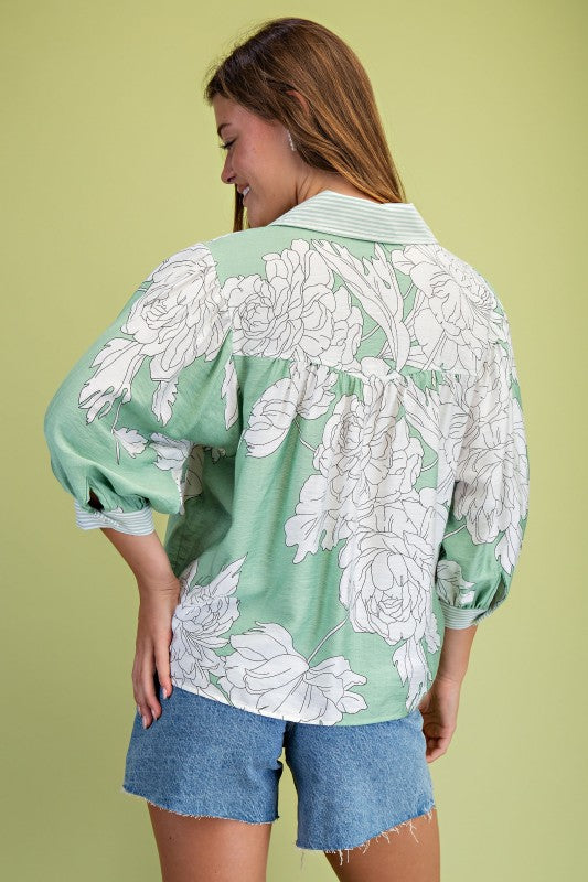 Green floral Gigio top