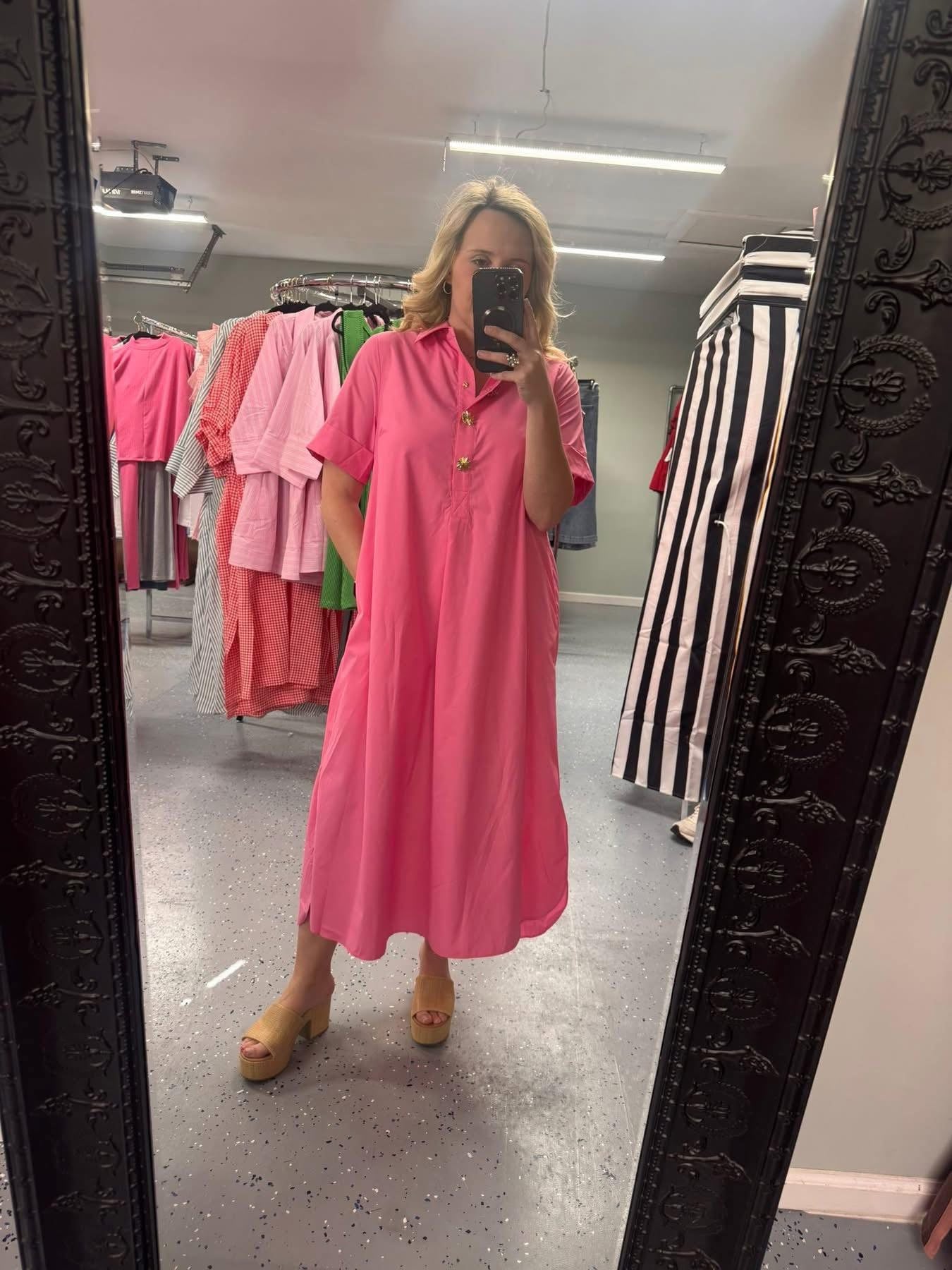 Pink intro button dress