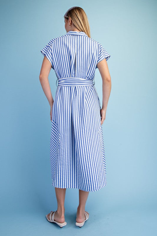 Blue stripe midi dress