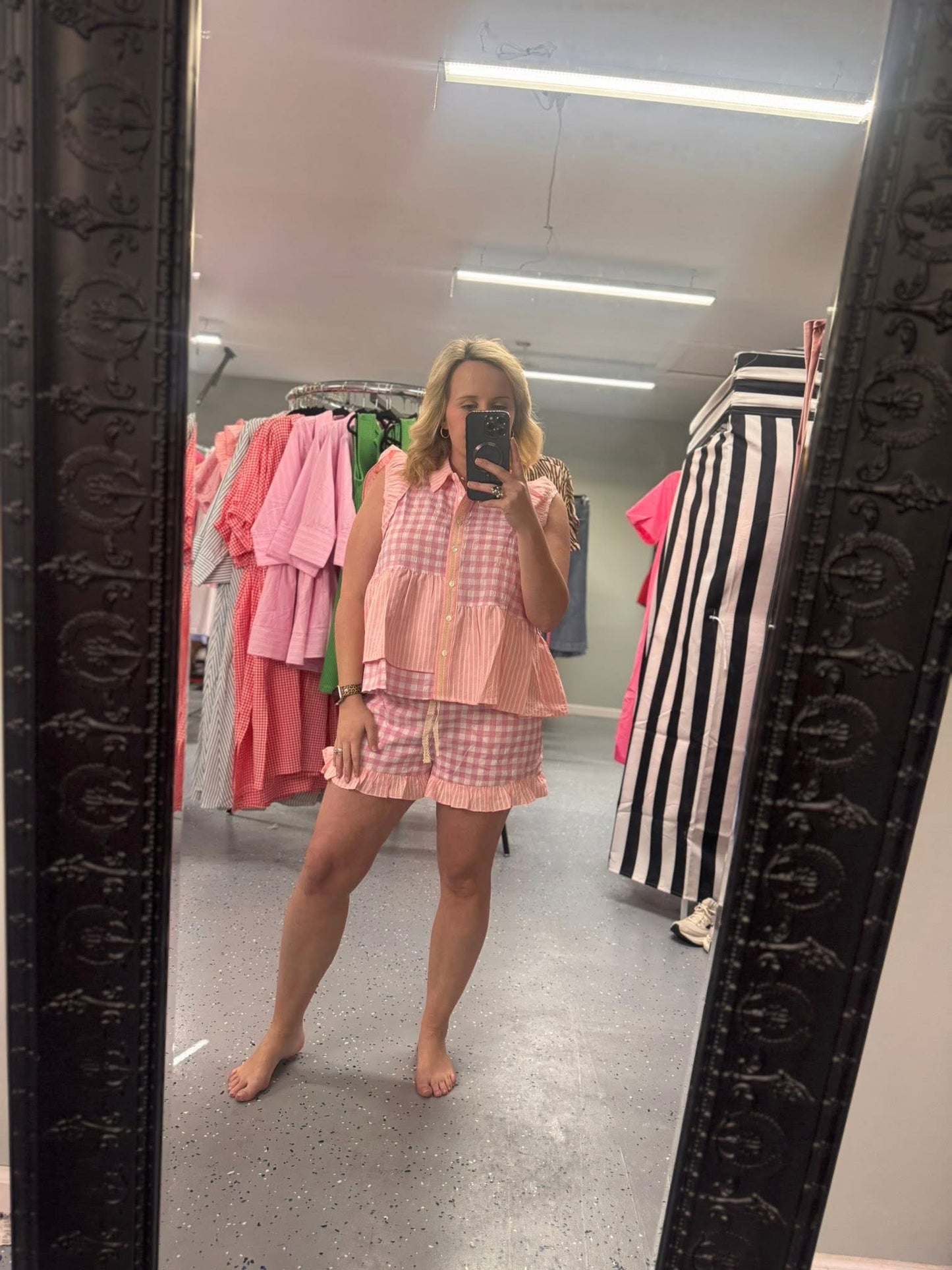 Pink gingham set