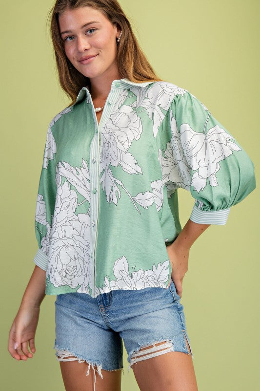 Green floral Gigio top