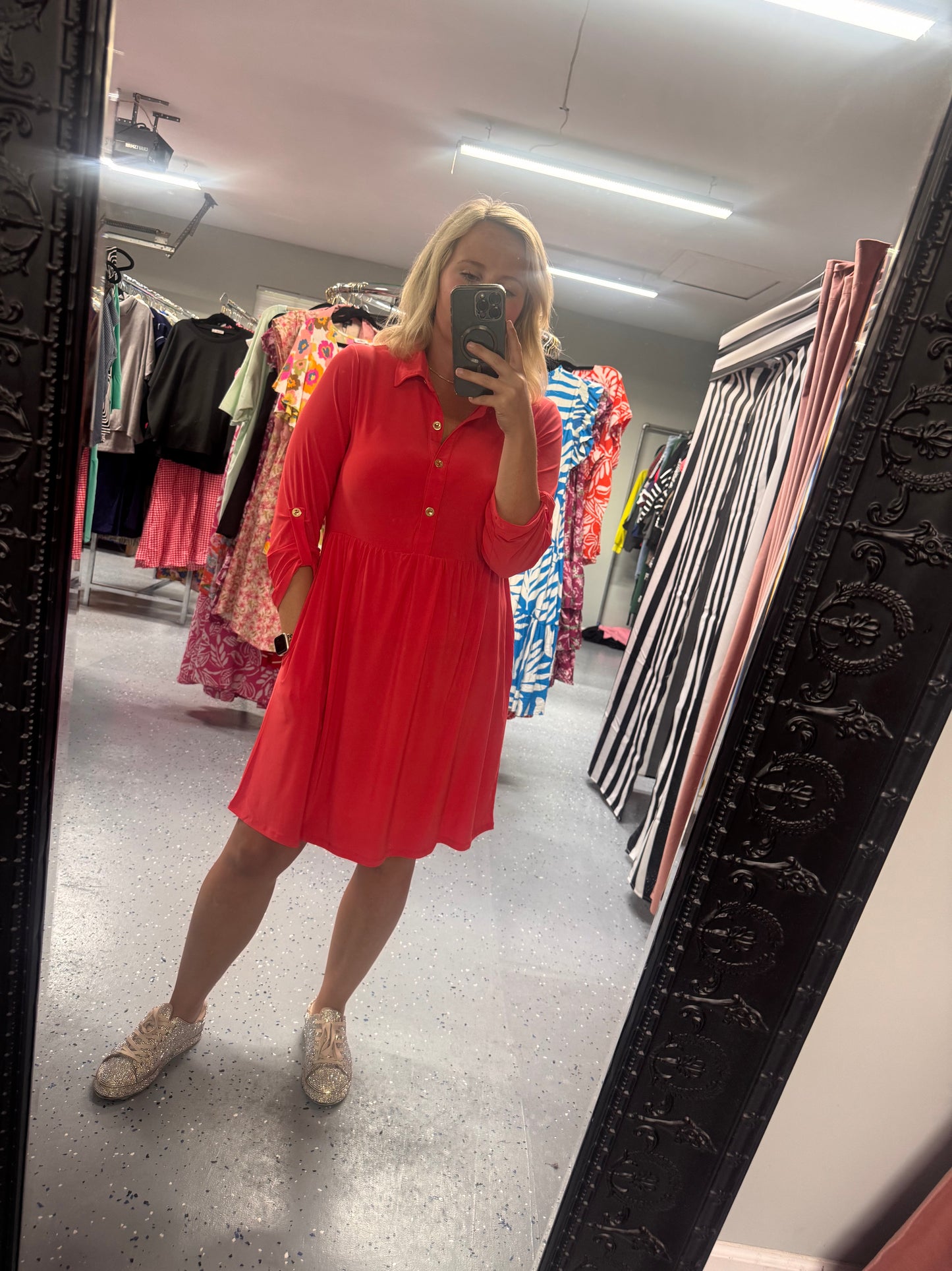 Tomato red dress