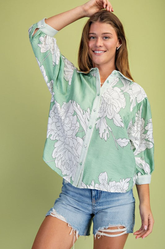 Green floral Gigio top