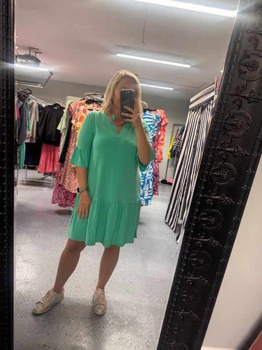 Green slinky dress