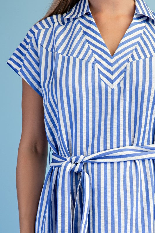 Blue stripe midi dress