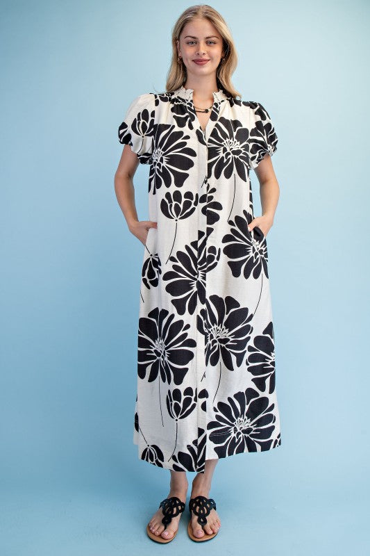 Black cream midi dress