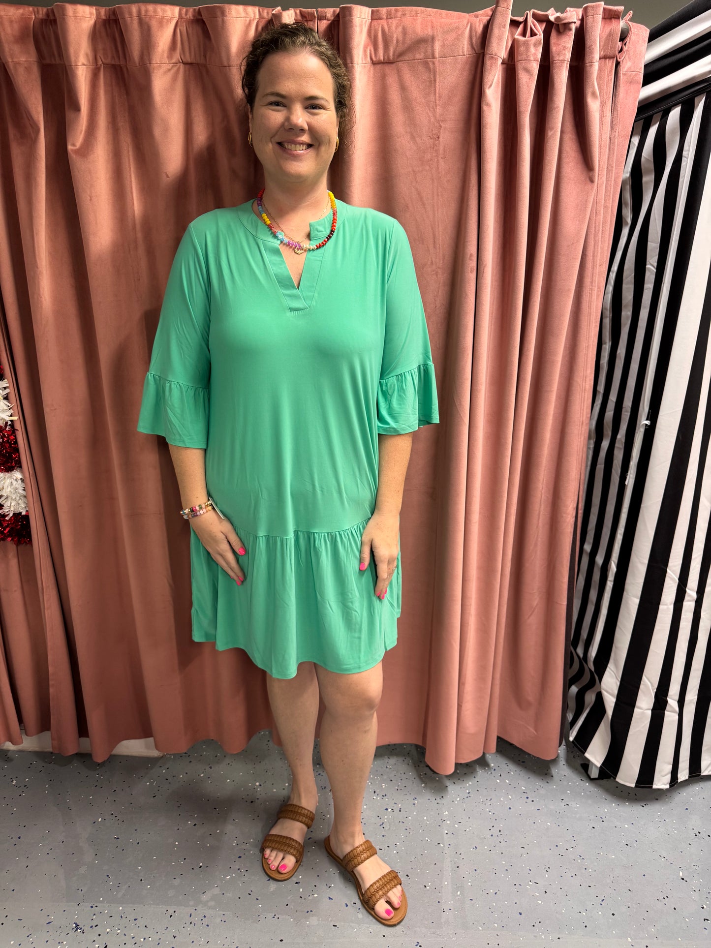 Green slinky dress