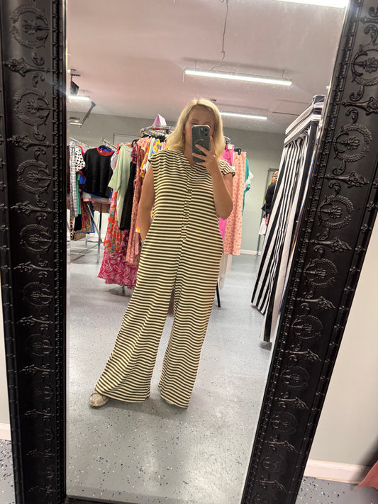 Brown and cream jumpsuit