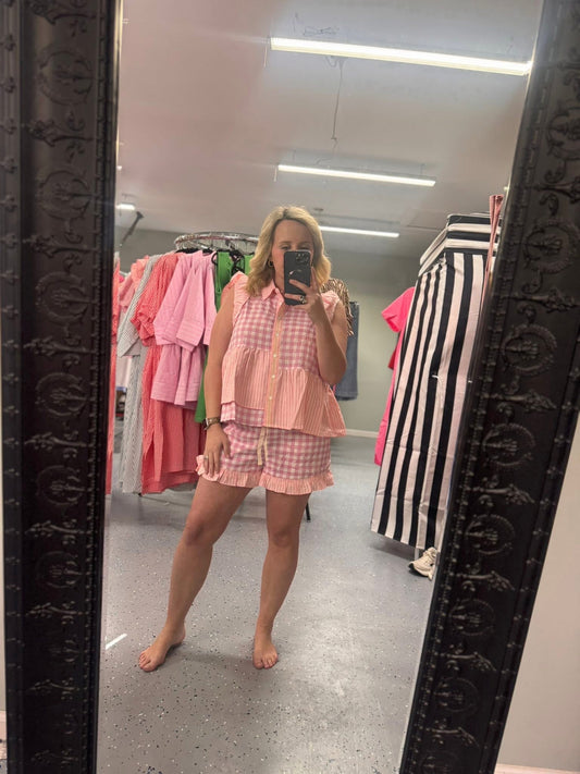 Pink gingham set