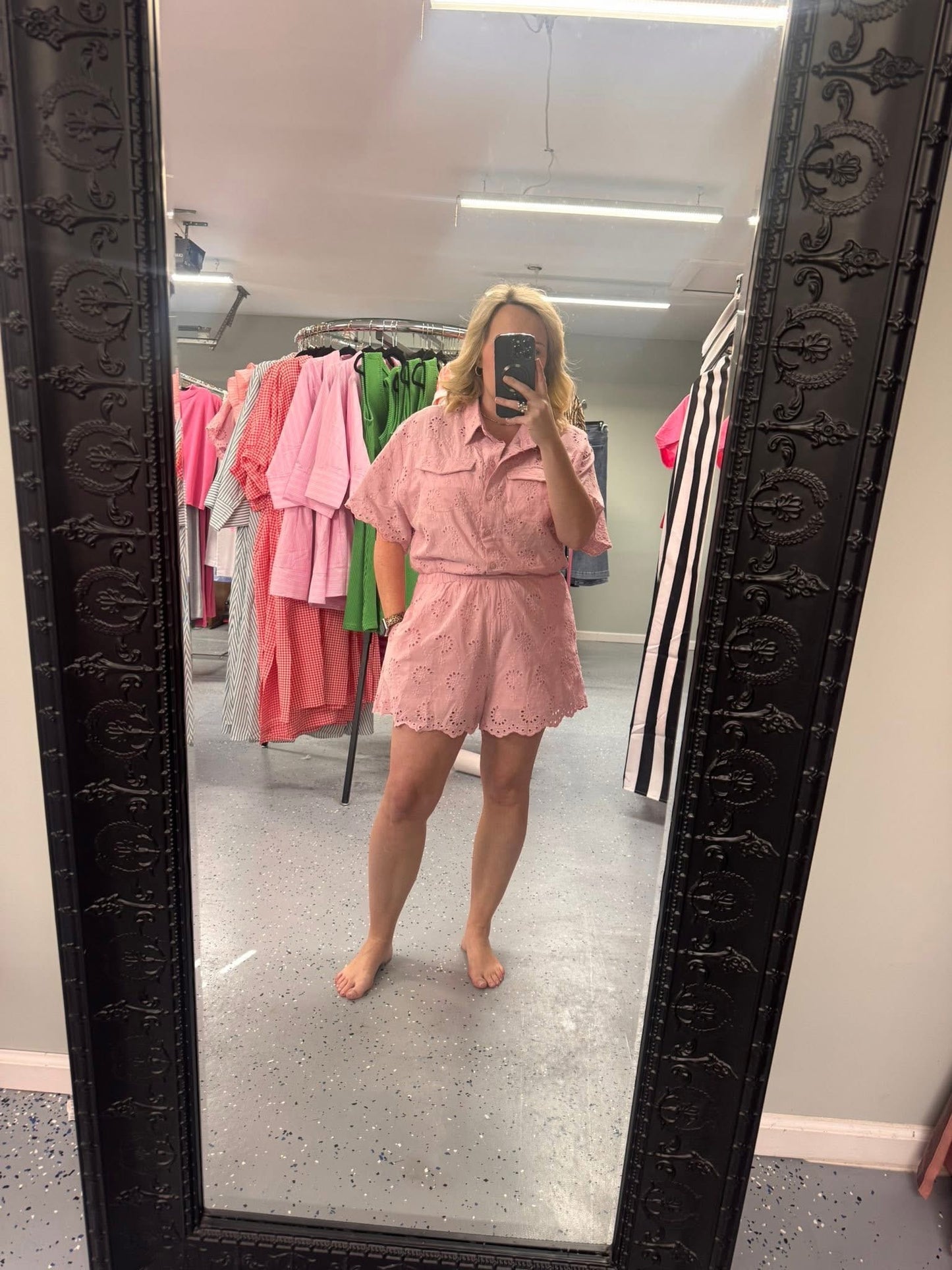 Pink lace romper